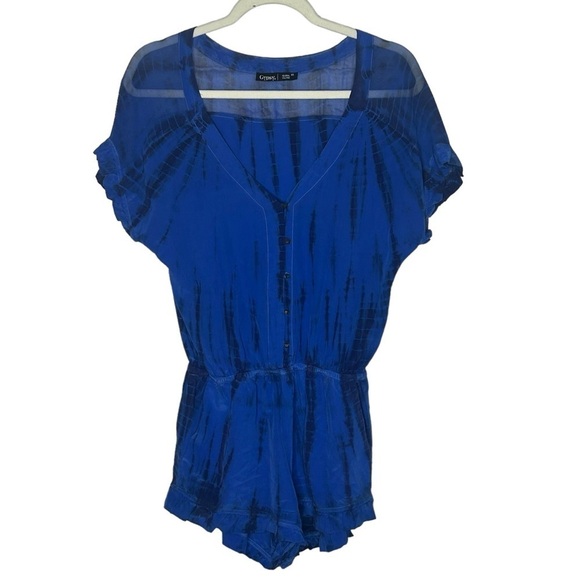 Gypsy 05 Blue Tie Dye Silk Romper - Picture 2 of 13